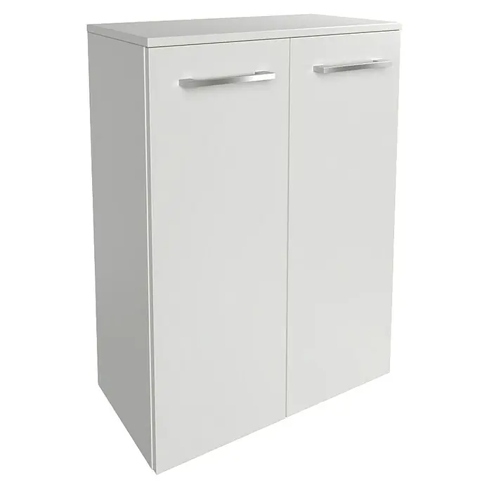 Fackelmann B.style Midischrank - 2-türig, B x T x H: 60,2 x 32 x 82,6 cm, Weiß - Weißer Badezimmerschrank mit zwei Türen und Griffen, ideal für die Aufbewahrung von Badutensilien und Handtüchern, ein echter Blickfang.