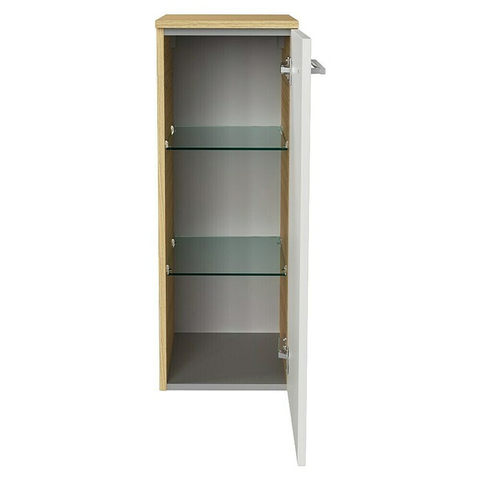 Fackelmann B.style Midischrank (1-türig, B x T x H: 30,2 x 32 x 82,6 cm, Anschlag: Rechts, Weiß Hochglanz/Sandeiche) | BAUHAUS