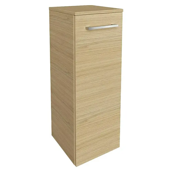 Fackelmann B.style Midischrank - 1-türig, B x T x H: 30,2 x 32 x 82,6 cm, Anschlag: Rechts, Sandeiche - Hochformatiger Badezimmerschrank in hellem Holzton mit einem Schubfach und einem modernen, silberfarbenen Griff für ein stilvolles Badambiente.