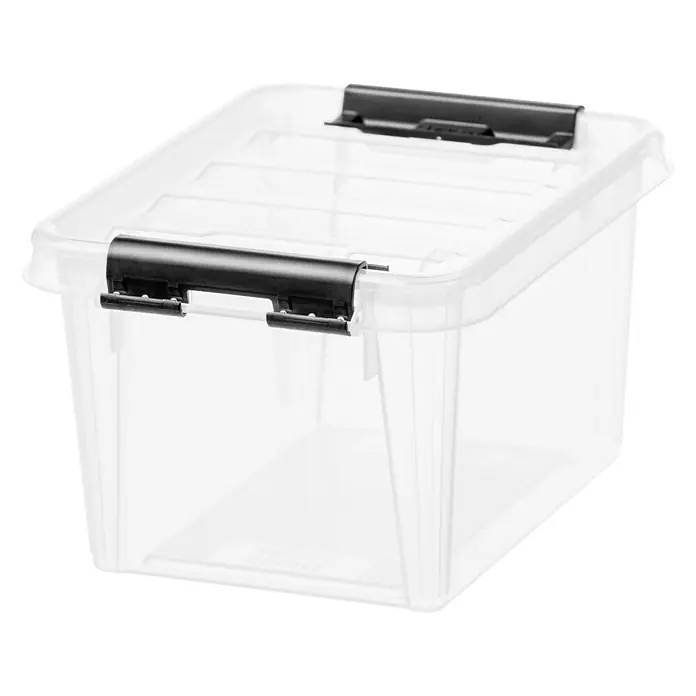 SmartStore Aufbewahrungsbox Classic 1,5 - L x B x H: 20 x 15 x 11 cm, Kunststoff, Transparent - Transparente Aufbewahrungsbox mit schwarzem Verschlussdeckel für die ordentliche Aufbewahrung verschiedener Gegenstände.