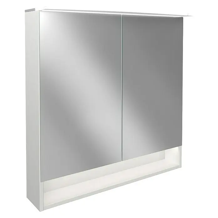Fackelmann B.style LED-Spiegelschrank - B x H: 80 x 81,2 cm, Weiß - Der Spiegelschrank mit Beleuchtung und Ablagefach in Weiß ist ein modernes und funktionales Möbelstück für jedes Badezimmer.