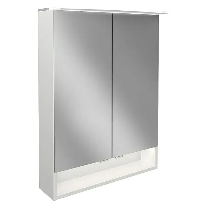 Fackelmann B.style LED-Spiegelschrank - B x H: 60 x 81,2 cm, Weiß - Ein moderner Spiegelschrank in Weiß mit integrierter Beleuchtung für das Badezimmer. Praktisch und stilvoll.