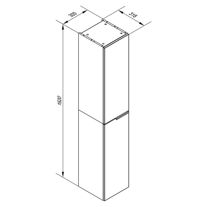 Fackelmann Luna Hochschrank (B x T x H: 30 x 31,8 x 162 cm, Anthrazit Hochglanz) | BAUHAUS