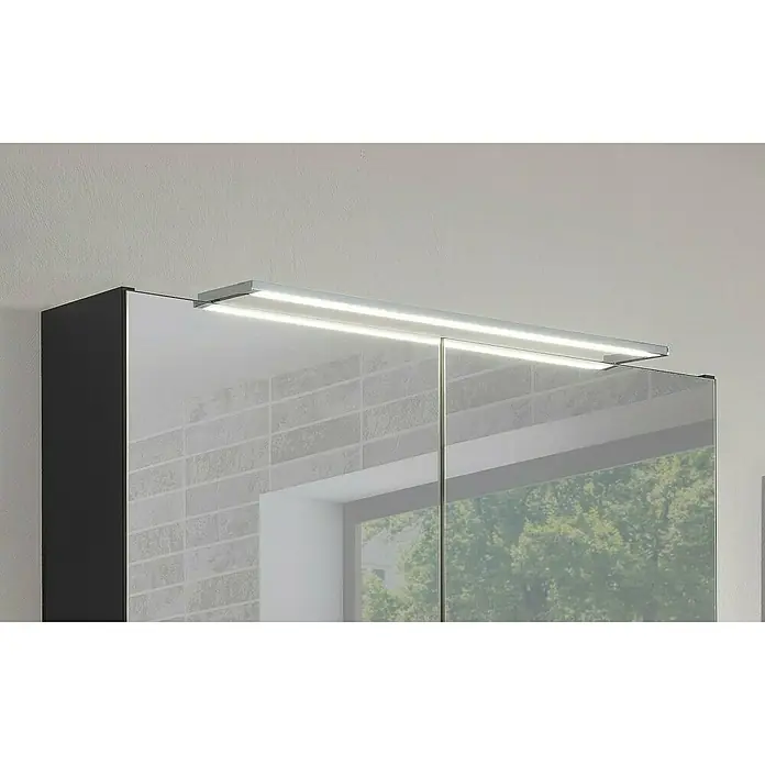 Fackelmann Luna LED-Spiegelschrank - B x H: 80 x 79,8 cm, Anthrazit - Der Spiegelschrank mit Beleuchtung sorgt für optimales Licht im Badezimmer. Das moderne Design passt perfekt in jedes Badezimmer.