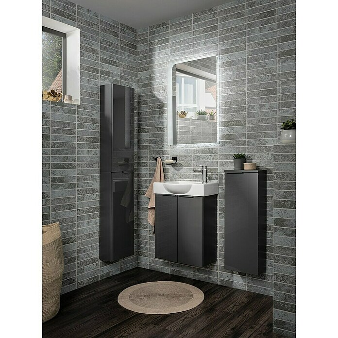 Fackelmann Luna Midischrank (B x T x H: 30,2 x 17 x 82,6 cm, Anthrazit Hochglanz) | BAUHAUS
