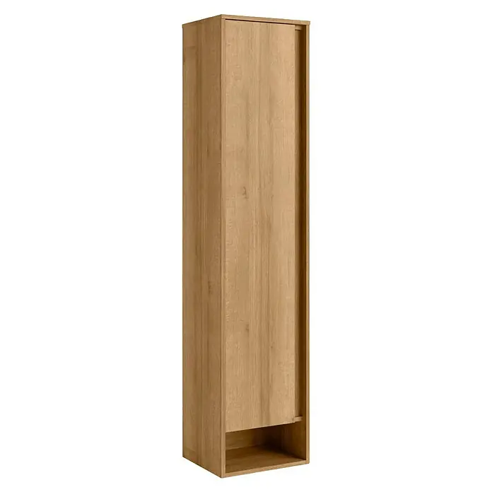 Fackelmann Natura Bad-Hochschrank - B x T x H: 38 x 32 x 166,5 cm, Ast Eiche Holzoptik - Elegantes Holzregal mit minimalistischem Design. Ideal für zusätzlichen Stauraum und eine stilvolle Ergänzung für jeden Raum.