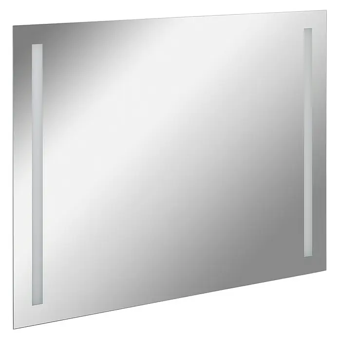 Fackelmann Lichtspiegel Mirror - B x H: 100 x 75 cm, Sensorschalter, Ambientebeleuchtung - Das Bild zeigt einen modernen Spiegel mit integrierter Beleuchtung an den Seiten, ideal für ein stilvolles Badezimmer.