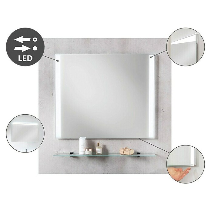 Fackelmann Mirrors LED-Lichtspiegel Mirror (100 x 68 cm, verdeckter Sensorschalter, Rechteckig) | BAUHAUS