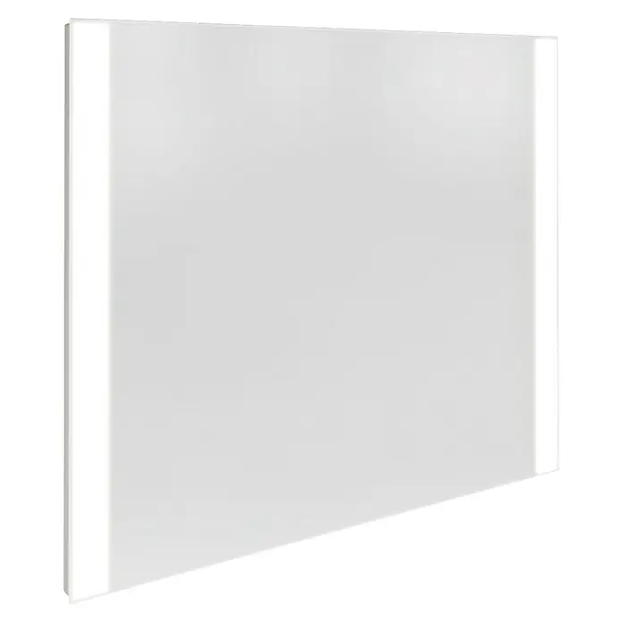 Fackelmann Mirrors LED-Lichtspiegel - B x H: 80 x 68 cm, Einfacher Anschluss über Schraubklemme, Rechteckig - Das Produkt ist eine glatte, weiße Platte mit einem subtilen Schatteneffekt, der ihre dreidimensionale Form betont.