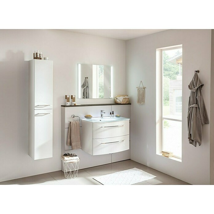 Fackelmann Verona Waschtischunterschrank (B x T x H: 79,4 x 45,5 x 57,5 cm, Weiß Hochglanz) | BAUHAUS