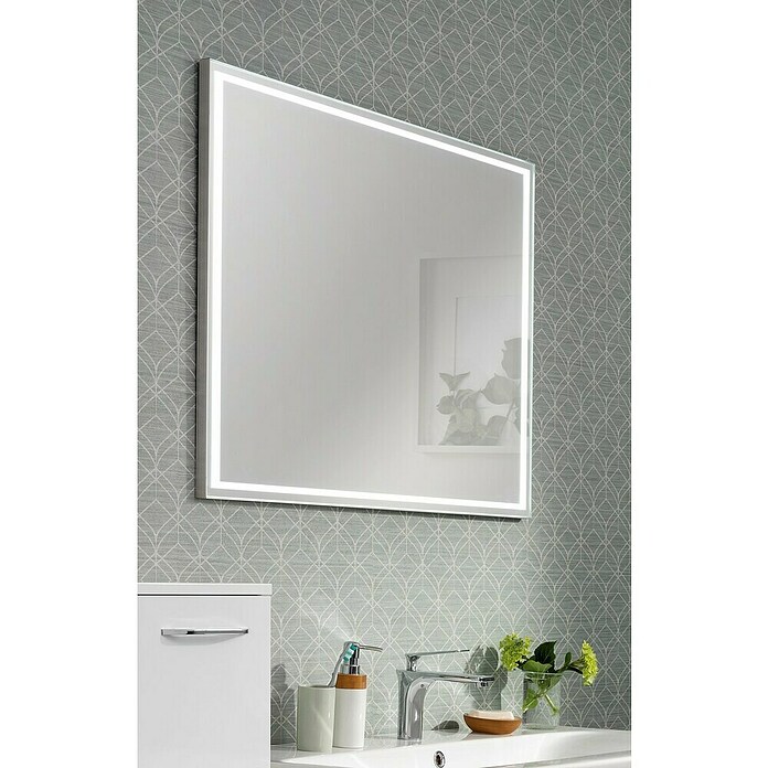 Fackelmann LED-Lichtspiegel Framelight (B x H: 100,5 x 70,5 cm, Lichtfarbe: Kaltweiß, Farbe Rahmen: Chrom glänzend) | BAUHAUS