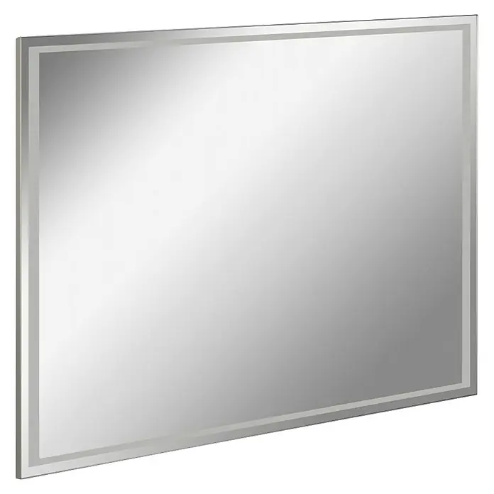 Fackelmann Lichtspiegel Framelight - B x H: 100,5 x 70,5 cm - Großformatiger LED-beleuchteter Spiegel mit silbernem Rahmen für Badezimmer und Ankleidezimmer.