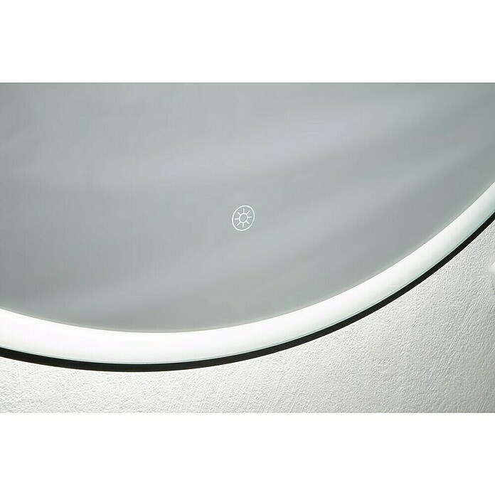 Fackelmann Mirrors LED-Lichtspiegel New York (80 x 80 cm, Sensorschalter mit Memoryfunktion, Rund, Schwarz) | BAUHAUS
