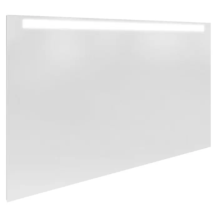Fackelmann Mirrors LED-Lichtspiegel - 110 x 68 cm, Einfacher Anschluss über Schraubklemme, Rechteckig - Das Bild zeigt einen modernen, weißen Spiegel mit integrierter LED-Beleuchtung, ideal für Badezimmer oder Ankleidezimmer. Schlichtes Design für stilvolle Akzente.