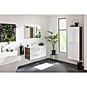 Fackelmann Verona Unterschrank (B x T x H: 35 x 39,7 x 57,5 cm, DIN Anschlag: Rechts, Weiß Hochglanz/Nussbaum) | BAUHAUS