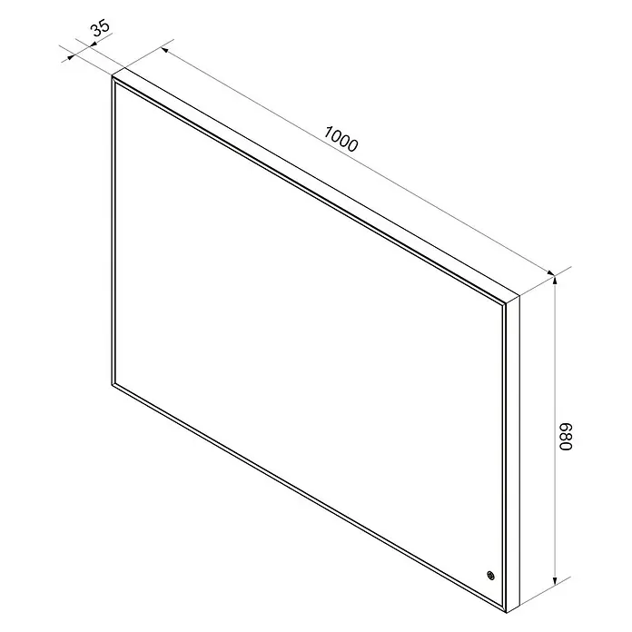 Fackelmann Mirrors LED-Lichtspiegel - 100 x 68 cm, Einfacher Anschluss über Schraubklemme, Rechteckig, Schwarz - Produktbild eines rechteckigen Spiegels mit den Maßen 1000x680x35 mm. Das Design ist schlicht und modern.