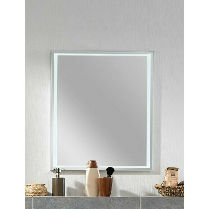 Fackelmann LED-Lichtspiegel Framelight (B x H: 60,5 x 70,5 cm, Lichtfarbe: Kaltweiß, Farbe Rahmen: Chrom glänzend) | BAUHAUS