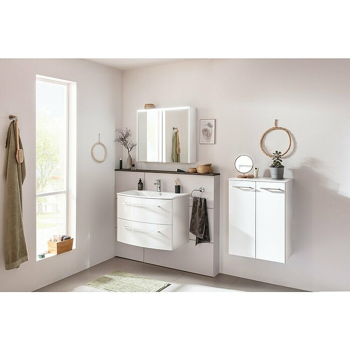 Fackelmann Verona Waschtischunterschrank (B x T x H: 79,4 x 45,5 x 57,5 cm, Weiß Hochglanz) | BAUHAUS