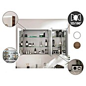 Fackelmann Verona LED-Spiegelschrank (110 x 68,3 cm, Weiß/Braun) | BAUHAUS