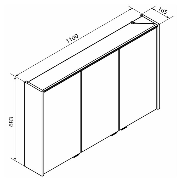 Fackelmann Verona LED-Spiegelschrank (110 x 68,3 cm, Weiß/Braun) | BAUHAUS