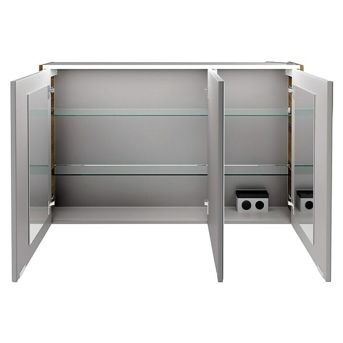 Fackelmann Verona LED-Spiegelschrank (110 x 68,3 cm, Weiß/Braun) | BAUHAUS