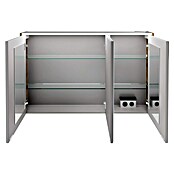 Fackelmann Verona LED-Spiegelschrank (110 x 68,3 cm, Weiß/Braun) | BAUHAUS