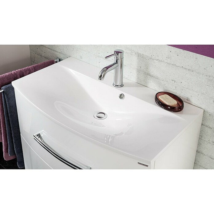 Fackelmann Verona Einbauwaschbecken Lugano (B x L: 80 x 46 cm, Hahnloch: Mitte, Weiß, Aus Marmorguss) | BAUHAUS