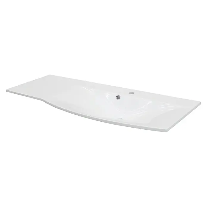 Fackelmann Verona Einbauwaschbecken - 115 x 46 cm, Hahnloch: Mitte, Weiß, Ablage links - Elegantes Waschbecken mit glatter Oberfläche und modernen Armaturen. Perfekt für ein stilvolles Badezimmer.