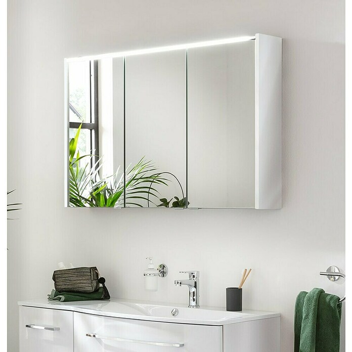 Fackelmann Verona LED-Spiegelschrank (110 x 68,3 cm, Weiß) | BAUHAUS