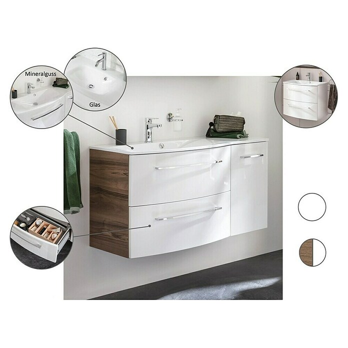 Fackelmann Verona Waschtischunterschrank (B x T x H: 79,4 x 45,5 x 57,5 cm, Weiß Hochglanz) | BAUHAUS