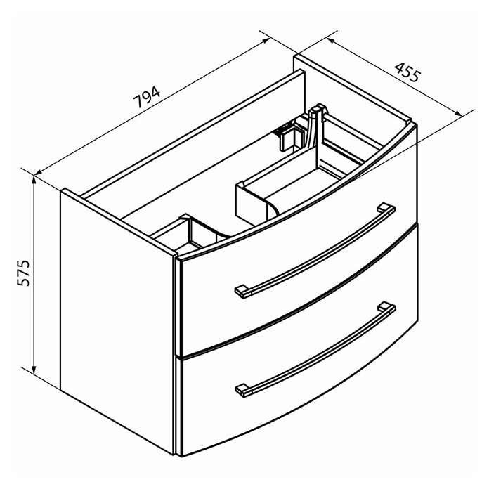 Fackelmann Verona Waschtischunterschrank (B x T x H: 79,4 x 45,5 x 57,5 cm, Weiß Hochglanz) | BAUHAUS
