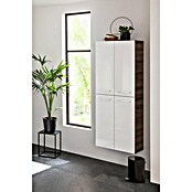 Fackelmann Verona Hochschrank (B x T x H: 60 x 31,8 x 162 cm, Weiß Hochglanz/Nussbaum, Anzahl Schubladen: 0 Stk.) | BAUHAUS