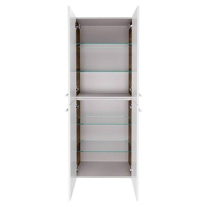 Fackelmann Verona Hochschrank (B x T x H: 60 x 31,8 x 162 cm, Weiß Hochglanz/Nussbaum, Anzahl Schubladen: 0 Stk.) | BAUHAUS