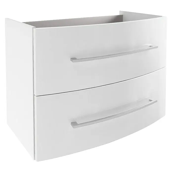 Fackelmann Verona Waschtischunterschrank - B x T x H: 79,4 x 45,5 x 57,5 cm, Weiß Hochglanz - Weißer Badezimmerschrank mit zwei Schubladen und modernen Griffen für ein stilvolles Badezimmerdesign.