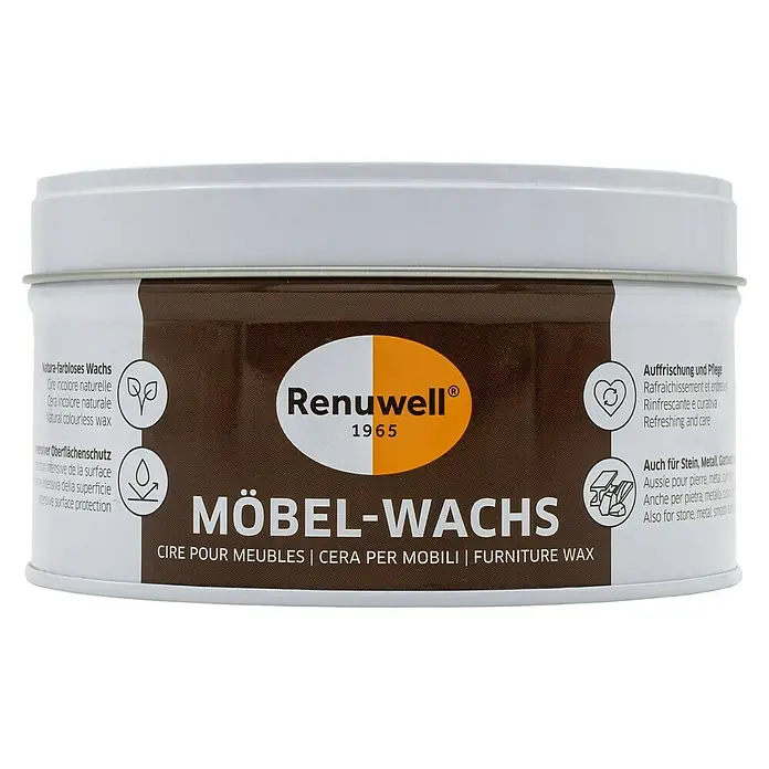 Renuwell Möbelwachs - 500 ml - Renuwell Möbel-Wachs Dose. Ideal zur Pflege und zum Schutz von Holzmöbeln, verleiht natürlichen Glanz und bewahrt die Oberfläche.