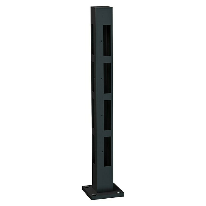 Recal Zaunpfosten Karlsdal (Höhe: 74,5 cm, Durchmesser: 70 mm, Mattschwarz RAL9005, Aluminium) | BAUHAUS