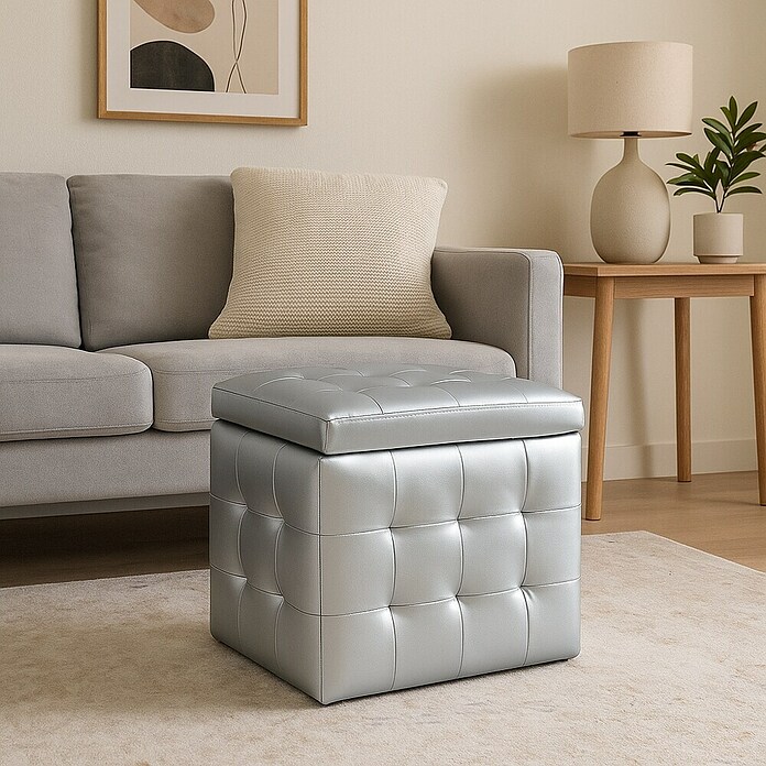 Puf Kubo Store (L x An x Al: 40 x 40 x 41 cm, Plateado) | BAUHAUS