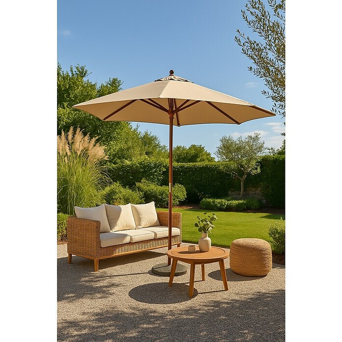 Sunfun Parasol para jardín Lian  (Crudo, Diámetro: 300 cm)