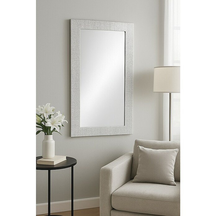 Espejo de pared Milán (66 x 86 cm, Blanco/gris)
