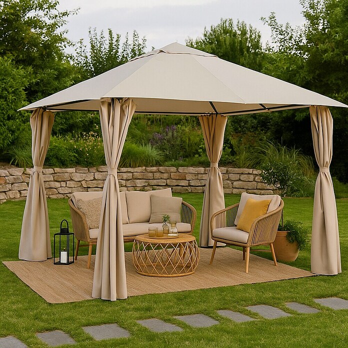 Sunfun Carpa con laterales Dominica (An x Pr: 300 x 300 cm, Color del techo: Beige) | BAUHAUS