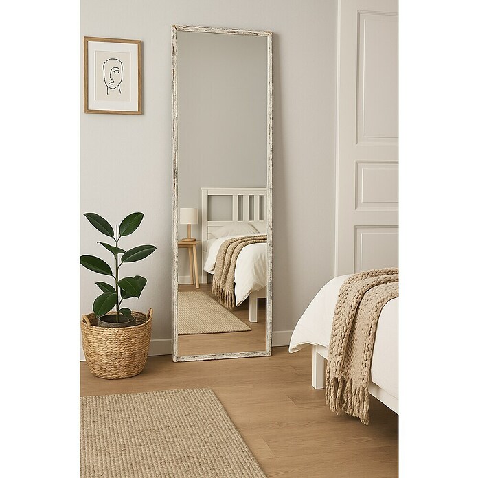 Espejo de pared Amberes (60 x 160 cm, Decapado blanco) | BAUHAUS
