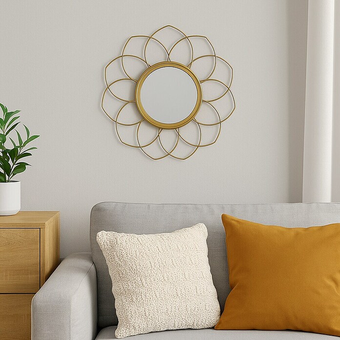 Espejo de pared Flor Oro (27 x 27 cm) | BAUHAUS