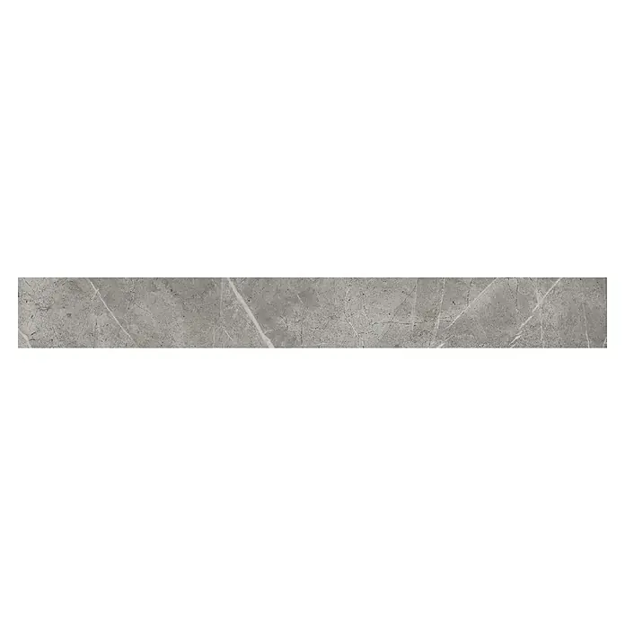 Atlas Concorde Solution Marble Vison Sockelfliese Grigio Chiaro - 7,2 x 60 cm, Grau, Glänzend - Graue Marmorfliese mit feinen weißen Adern, ideal für elegante Boden- und Wandgestaltungen. Hochwertige Textur für stilvolle Innenräume.
