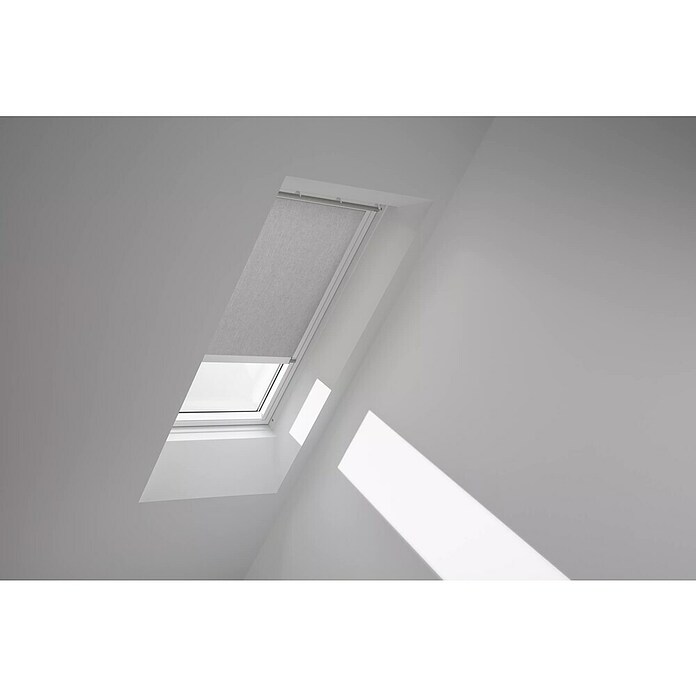 Velux Dachfensterrollo RML SK10 4161KWL (Farbe: Grau - 4161KWL, Farbe Schiene: Weiß, Elektrisch) | BAUHAUS