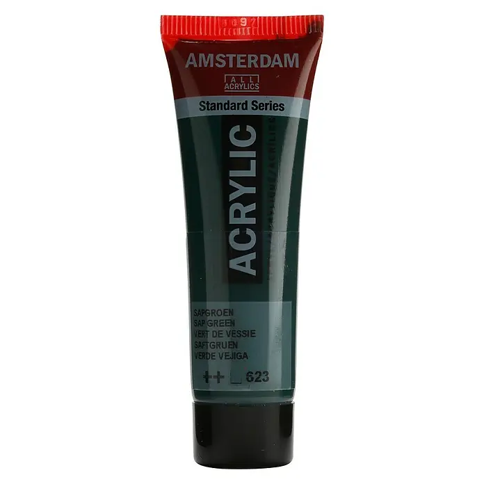 Talens Amsterdam Pintura acrílica Standard - Verde vejiga, 20 ml, Tubo - Un tubo de pintura acrílica Amsterdam Standard Series en verde savia, perfecto para artistas y artesanos.