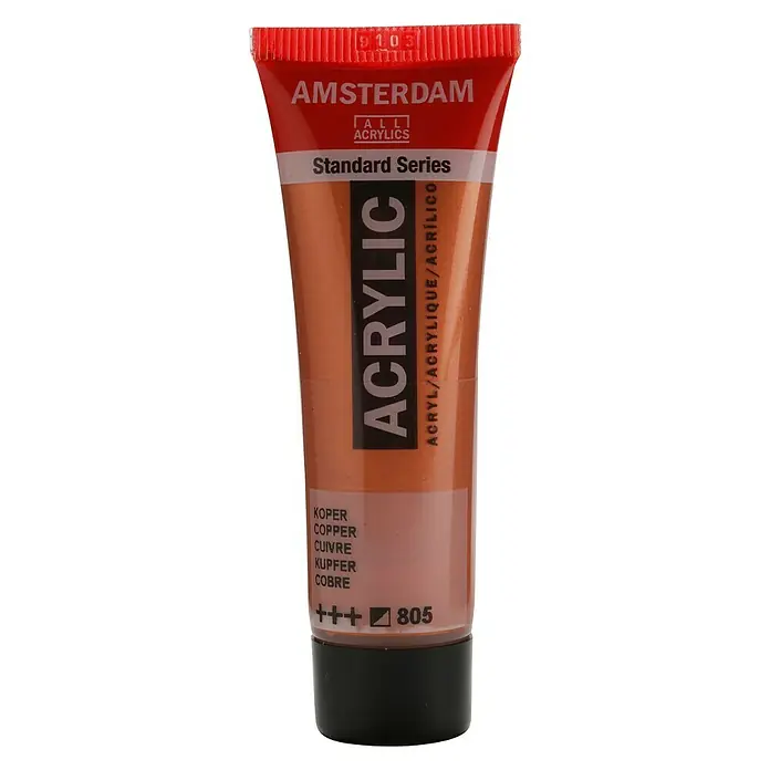 Talens Amsterdam Pintura acrílica Standard - Cobre, 20 ml, Tubo - Un tubo de pintura acrílica de la serie estándar de Ámsterdam en color cobre, perfecto para artistas y aficionados.