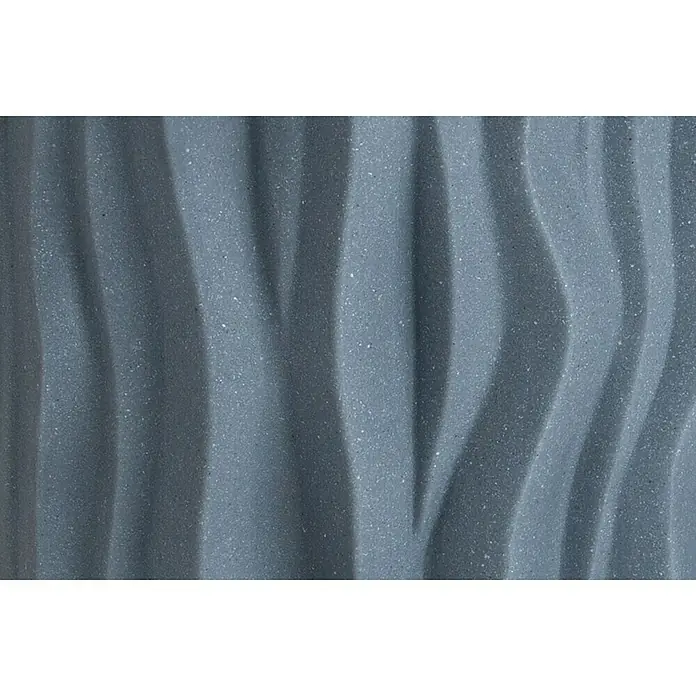 Arves Regenspeicher Alana - 160 l, Betongrau - Nahaufnahme einer dekorativen 3D Wandpaneele in Graublau, die eine moderne, wellenförmige Textur zeigt, ideal für stilvolle Innenräume.