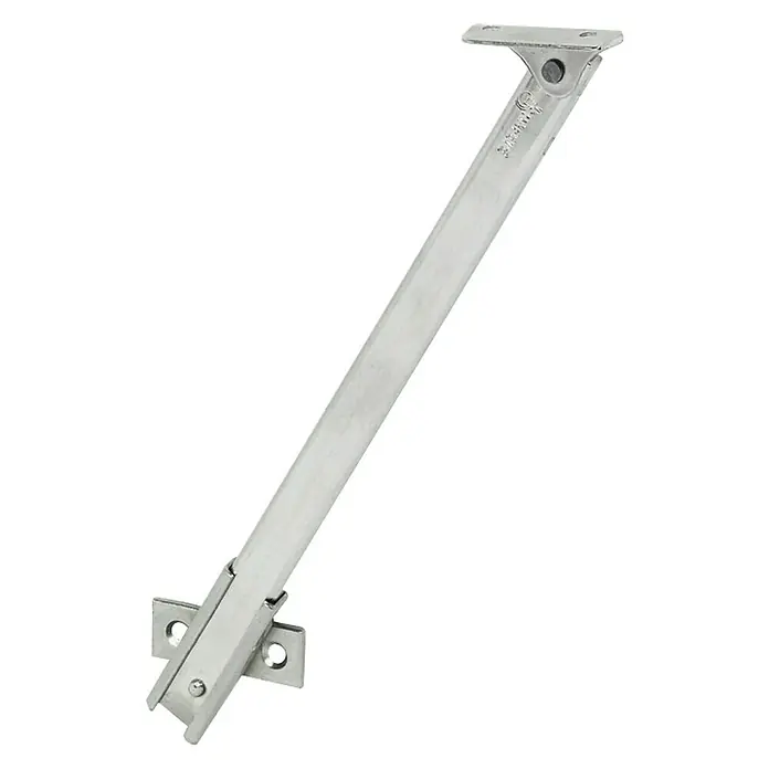 Suki Soporte de tapa - Largo: 250 mm, Profundidad del cuerpo 260 mm - Un tope de persiana plateado con orificios para tornillos para el montaje. Se utiliza para estabilizar las persianas abiertas.