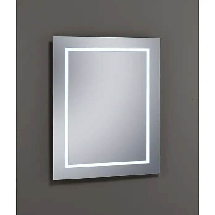 Espejo con luz Linnea - An x Al: 60 x 80 cm - Espejo cuadrado con iluminación LED para un ambiente moderno en el baño o vestidor.