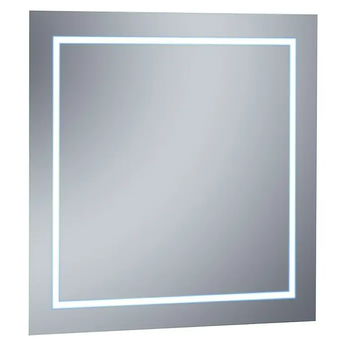 Espejo con luz Linnea - An x Al: 80 x 80 cm - Espejo cuadrado con iluminación LED en el borde, ideal para baños y vestidores.